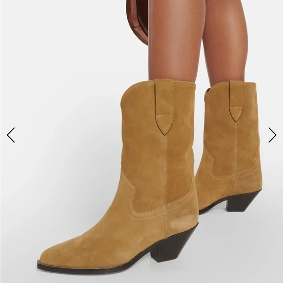 Isabel Marant Dahope Tan Suede Western Boots - Picture 4 of 8